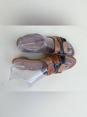 George Brown, Tan, Black Leather Sandals Women’s Size 7.5 Made In Brazil